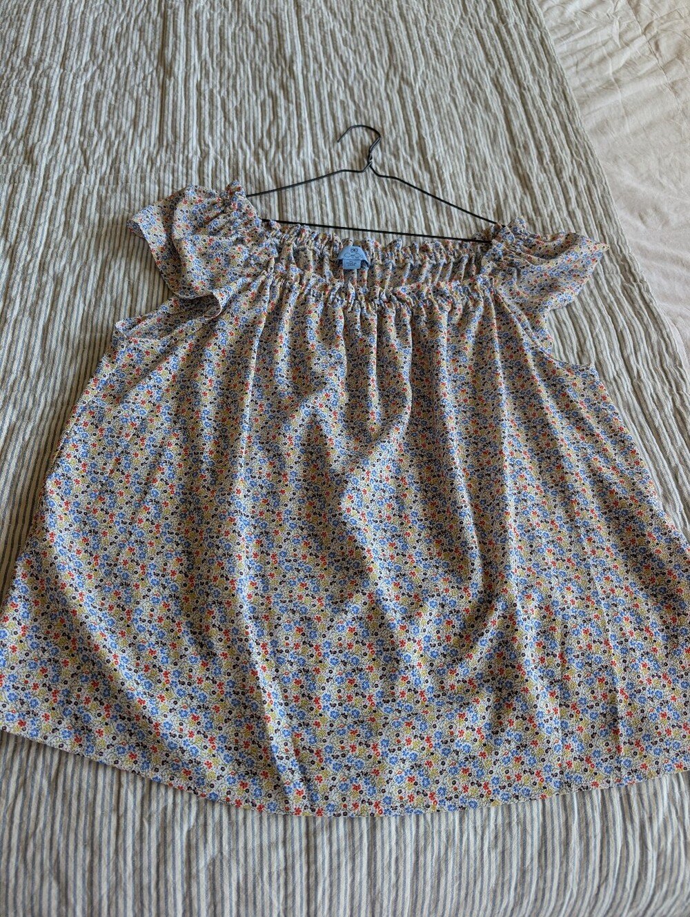 Cece Floral Print Square Neck Blouse With Ruffle Sleeves Size XL